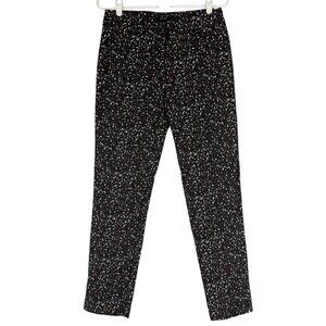 Paz Torras Women Black Red Abstract Mid Rise Stretch Pants Size 42 US 10Waist 30